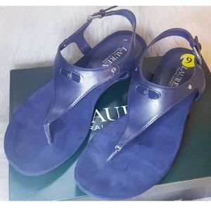 Ralph Lauren Blue Leather & Suede Sandals